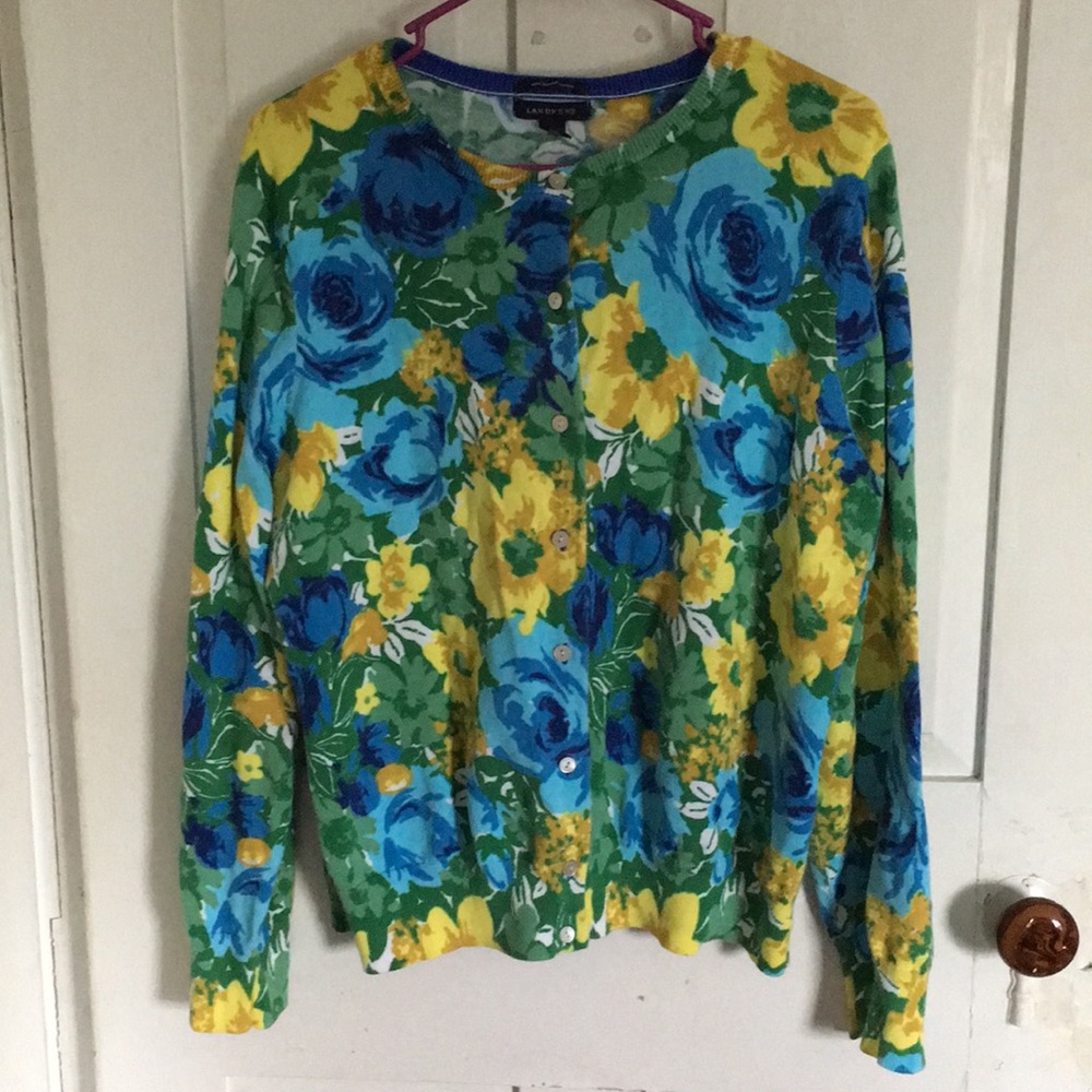 Blue and yellow flower cardigan